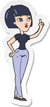 sticker of a cartoon woman asking question png