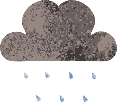 retro illustration style cartoon of a storm rain cloud png