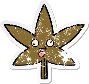 distressed sticker of a cute cartoon autumnal leaf png