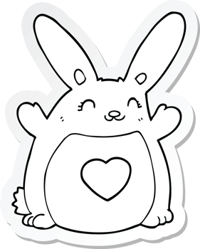 sticker of a cartoon rabbit with love heart png