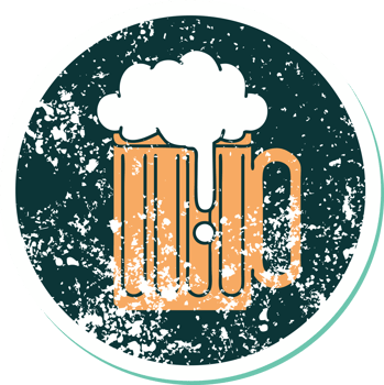 iconic distressed sticker tattoo style image of a beer tankard png
