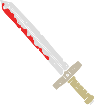 flat color illustration of bloody sword png