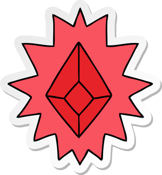 hand drawn sticker cartoon doodle of a red bright jewel png