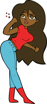 cartoon woman raising fist png