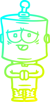cold gradient line drawing of a cartoon robot png