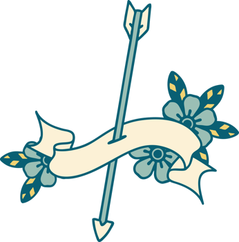 traditional tattoo with banner of an arrow png