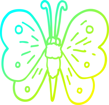 cold gradient line drawing of a cartoon butterfly png