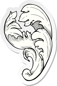 sticker of a traditional hand drawn floral swirl png