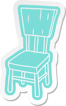 cartoon sticker of a  wooden chair png