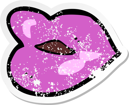 retro distressed sticker of a cartoon lips drawing png