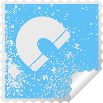 distressed square peeling sticker symbol of a magnet png