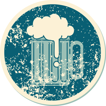 iconic distressed sticker tattoo style image of a beer tankard png
