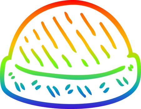 rainbow gradient line drawing of a cartoon winter hats png