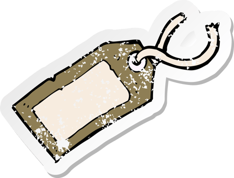 retro distressed sticker of a cartoon luggage tag png