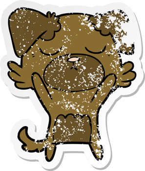 distressed sticker of a cute cartoon dog png