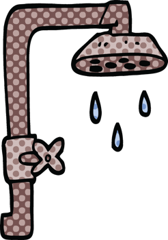 comic book style cartoon shower head png