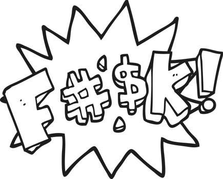 hand drawn black and white cartoon swearword png