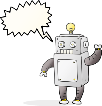 hand drawn speech bubble cartoon robot png