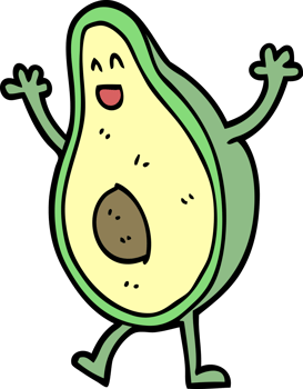 cartoon doodle dancing avocado png