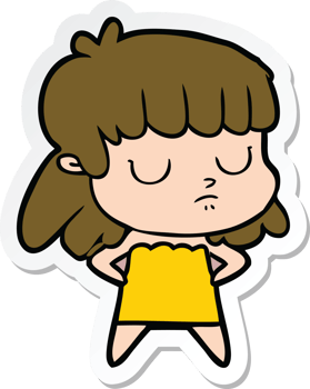 sticker of a cartoon indifferent woman png