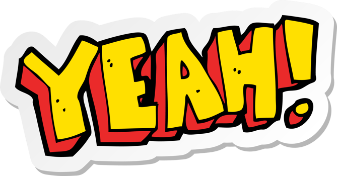 sticker of a cartoon yeah shout png