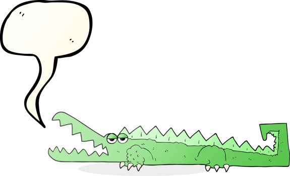 hand drawn speech bubble cartoon crocodile png