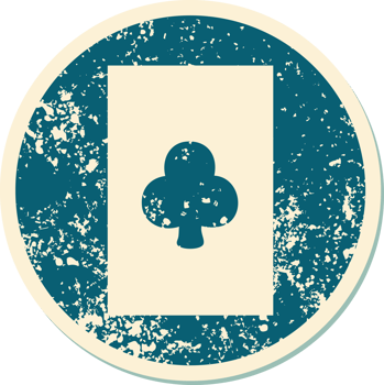 iconic distressed sticker tattoo style image of the ace of clubs png