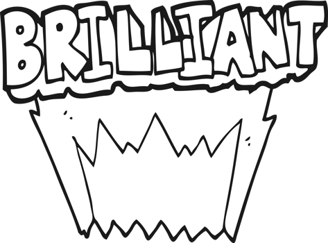 brilliant  hand drawn black and white cartoon word png