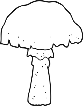 hand drawn black and white cartoon mushroom png