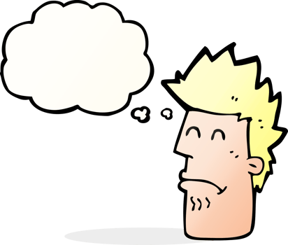 cartoon man feeling sick with thought bubble png