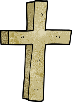 cartoon doodle wooden cross png