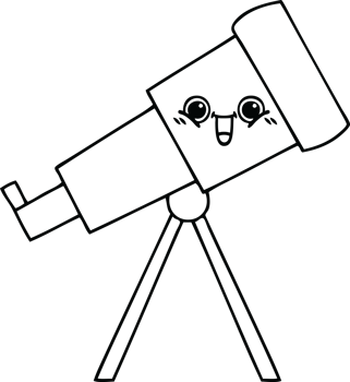 line drawing cartoon of a telescope png