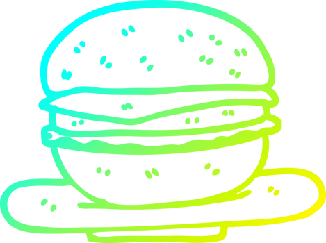 cold gradient line drawing of a cartoon burger png