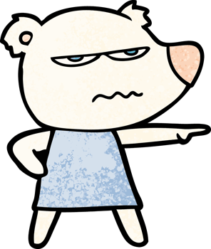 cartoon angry bear polar girl pointing png