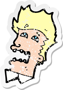 retro distressed sticker of a cartoon frightened man drawing png