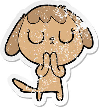 distressed sticker of a cute cartoon dog png