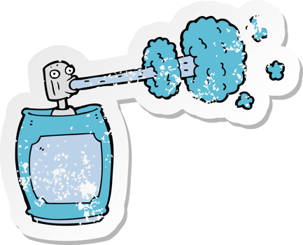 retro distressed sticker of a cartoon spray can png