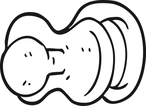 hand drawn black and white cartoon pacifier png