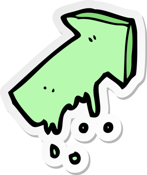 sticker of a cartoon slimy pointing arrow symbol png