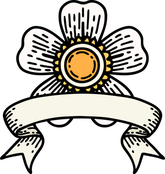 traditional tattoo with banner of a flower png