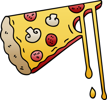 gradient shaded quirky cartoon cheesy pizza png