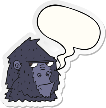 cartoon angry gorilla face with speech bubble sticker png