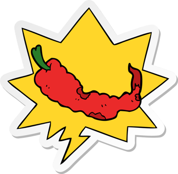 cartoon chili pepper with speech bubble sticker png