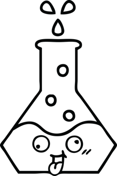 line drawing cartoon of a science beaker png