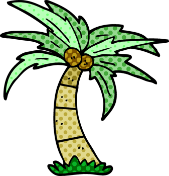 cartoon doodle palm tree png