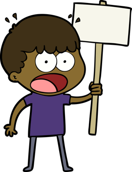 cartoon shocked man with placard png