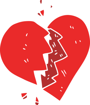 flat color illustration of broken heart png