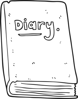 hand drawn black and white cartoon diary png