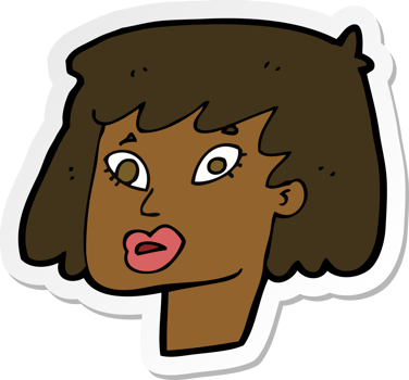 sticker of a cartoon pretty female face png