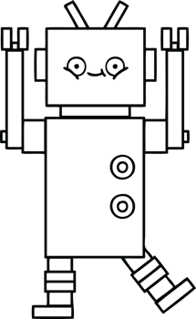 line drawing cartoon of a robot png